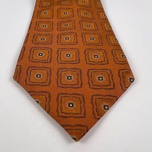Dormeuil Paris London Orange‎ Geometric Silk Pointed Classic Necktie Tie